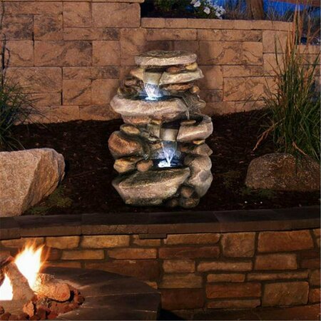 GRILLGEAR Stone Waterfall Fountain with LED Lights GR3210229